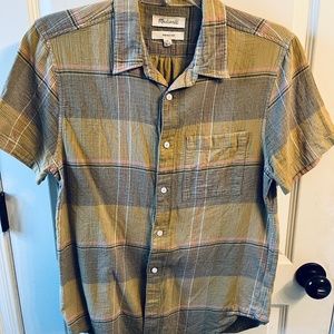 Madewell Cotton Perfect Short-Sleeve Shirt / MEDIUM / OLIVE SURPLUS